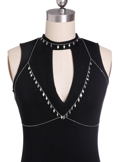 Metal Diamond Design Bralet Body Chain