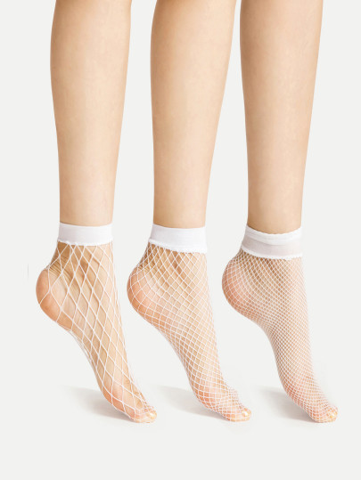 Fishnet Ankle Socks 3 Pairs