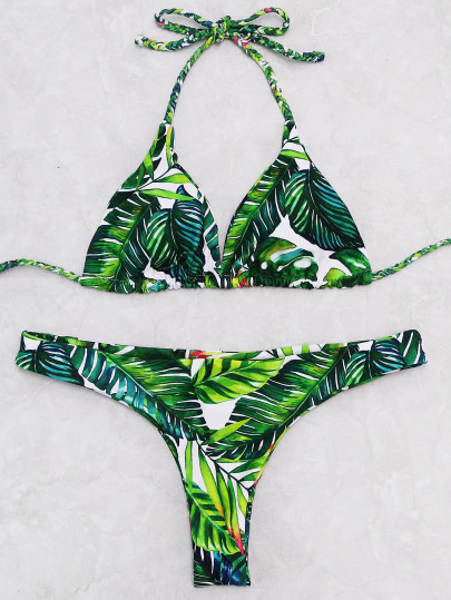 Set di bikini di triangolo con stampa di giungla