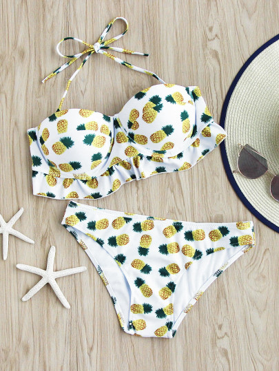 Set di bikini con stampa di ananas