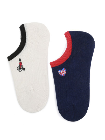 Calcetines invisibles diseñados con bordado en cotraste 2 pares