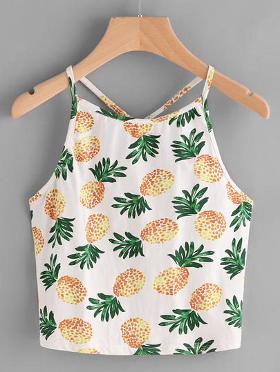 Top de tirante con estampado de pi?a