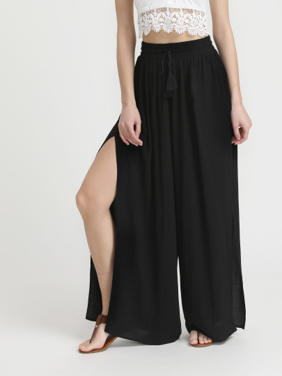 Pantalones palazzo con cordón con aberturas laterales