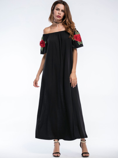 Bardot Embroidered Appliques Full Length Dress
