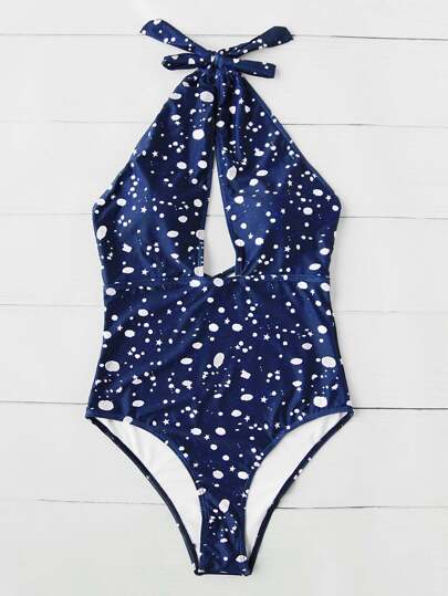 Bañador de espalda abierta con estampado