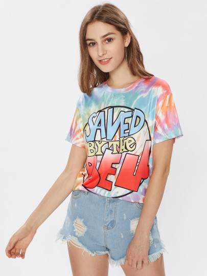 Drop Shoulder Tie Dye Graphic Tee