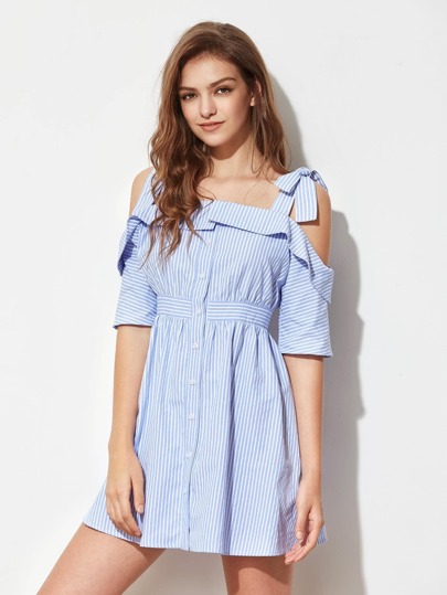Vestito a strisce spalline con fiocchi