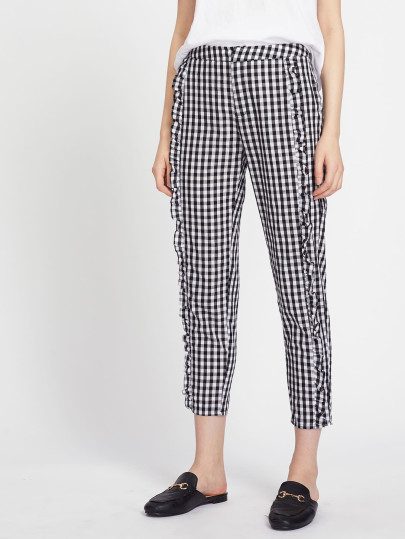 Pantalons découpé à carreaux avec des plis