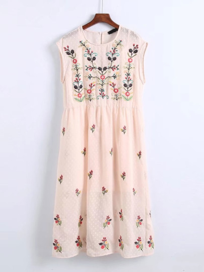 Flower Embroidery 2 In 1 Dress