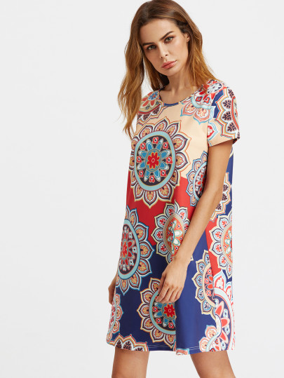 Allover Mandala Print Dress