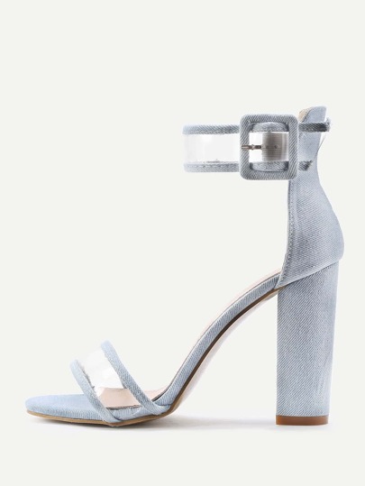 Clear Strap Block Heeled Sandals