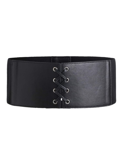 Lace Up Faux Leather Belt