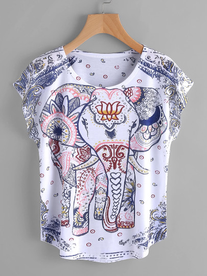 Camiseta con impresión de manga dolman