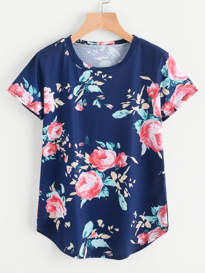 Florals Curved Hem Tee