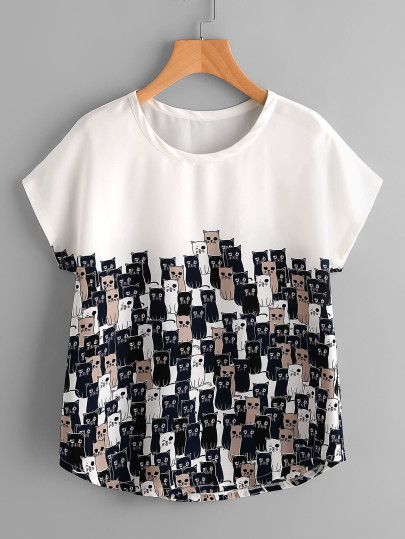 Cats Print Tee