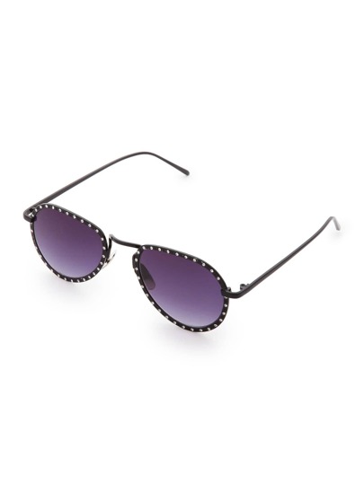 Gafas de sol estilo aviador con marco de pedrería