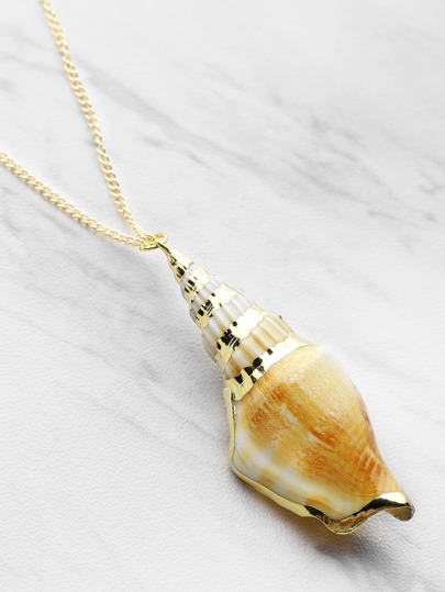 Collier pendentif en forme de coquille chaîne