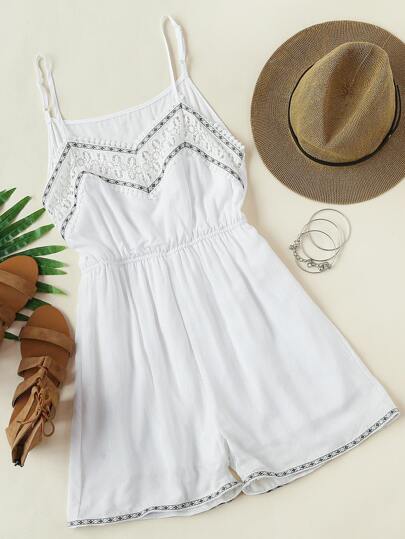 Tuta interna camisole con nastro ricamato
