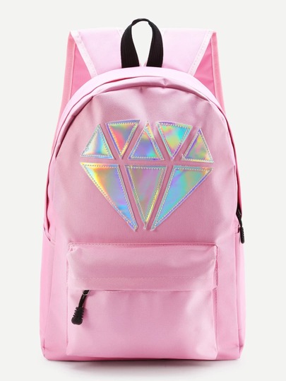 Ruckpack mit Metallic, Diamant Patch und Tasche vorn