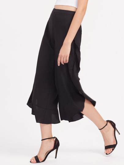 Pantalons découpé fendu avec culotte et des plis
