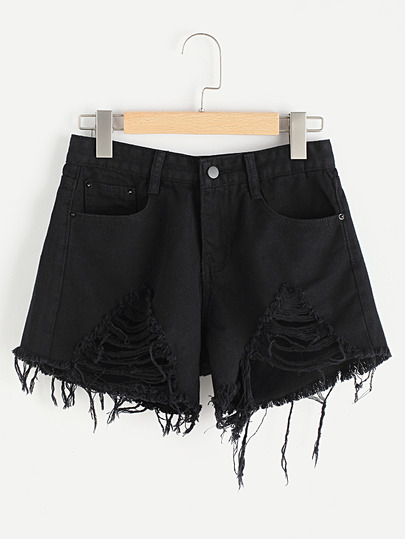 Shorts en denim roto de borde crudo