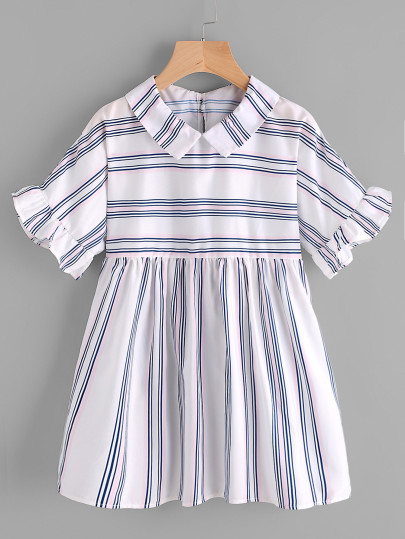 Peter Pan Collar Frill Cuff Smock Blouse