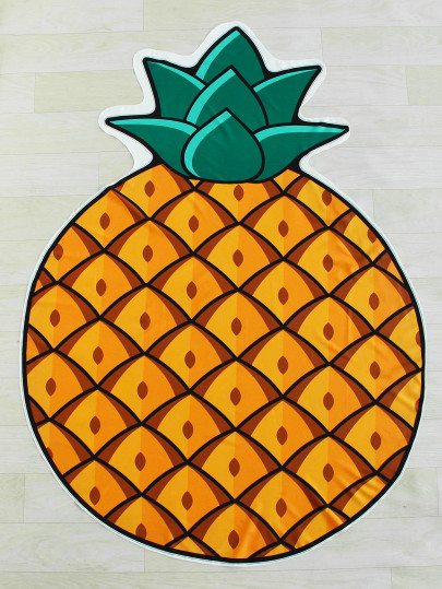 Telo mare rotondo asimmetrico con stampa di ananas
