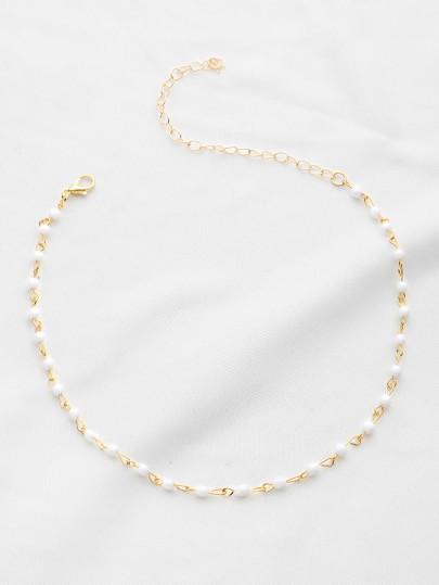 Beaded Design Delicate Chain Choker