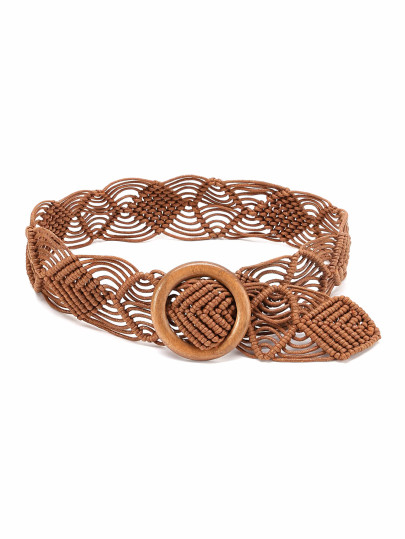 Wood O Buckle Woven Belt