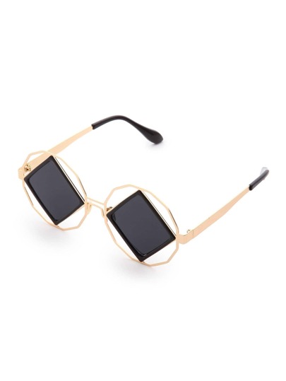Square Lens Cutout Detail Sunglasses