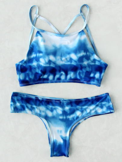 Tie Dye Strappy Back Bikini Set