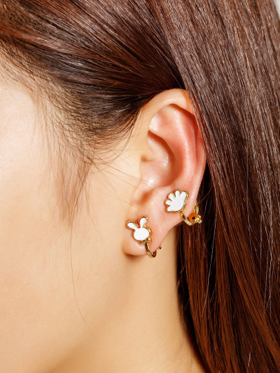 3 piezas de pendientes en forma de sandía y conejo