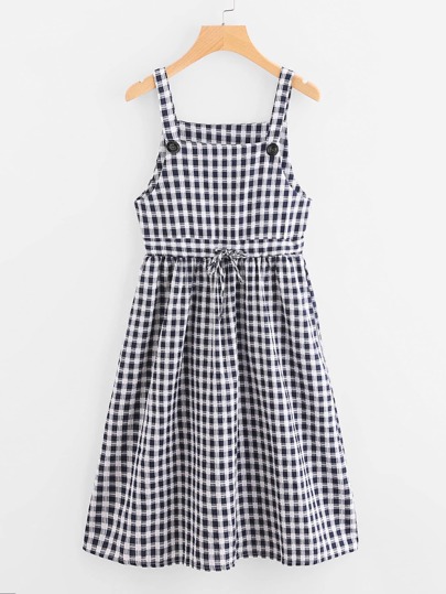 Gingham Schlitz Kleid