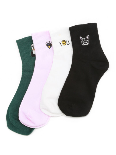 Embroidery Detail Ankle Socks 4pairs