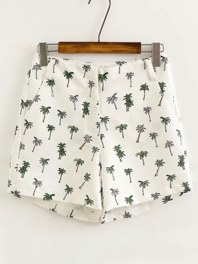 Palm Tree Print Bermuda Shorts