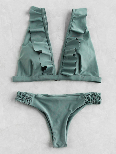 Set bikini con cintura elástica con volantes