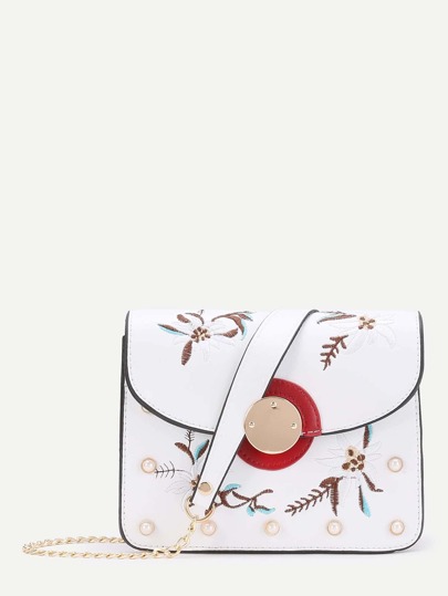 حقيبة الكتف جلد صناعي طباعة الزهور لنساء