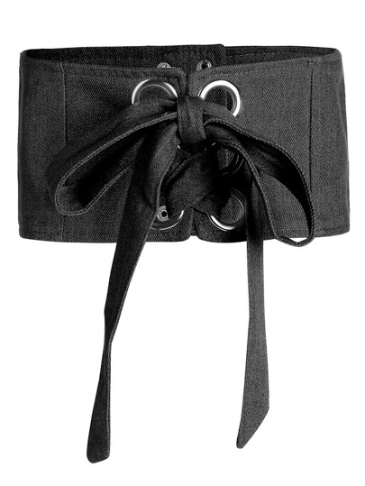 Bow Tie Front Wide Denim Belt