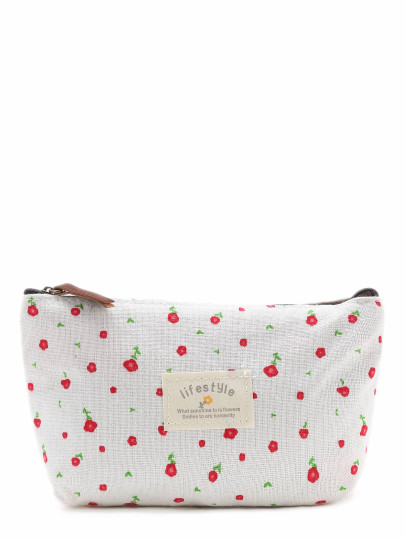 Calico Print Zipper Makeup Bag