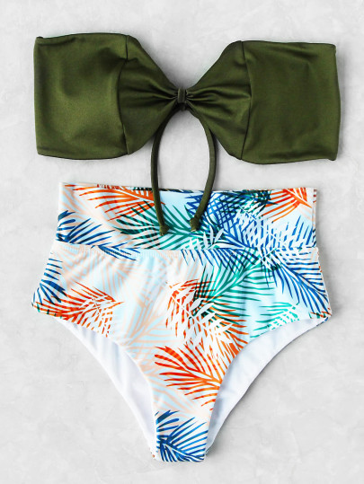 Set di bikini a fascia con stampa di giungla