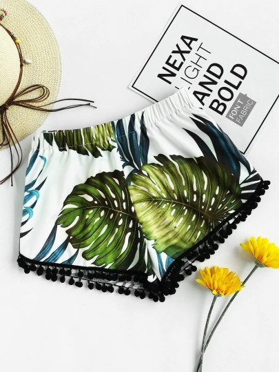 Pantaloncini tropicale con pompon