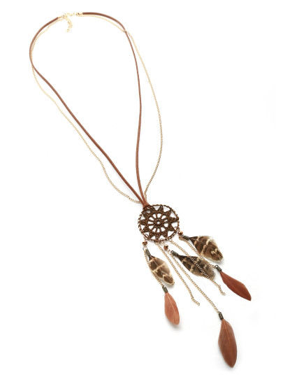 Vintage Halskette mit Dreamcatcher und Feder