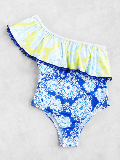 Bañador con estampado y volantes