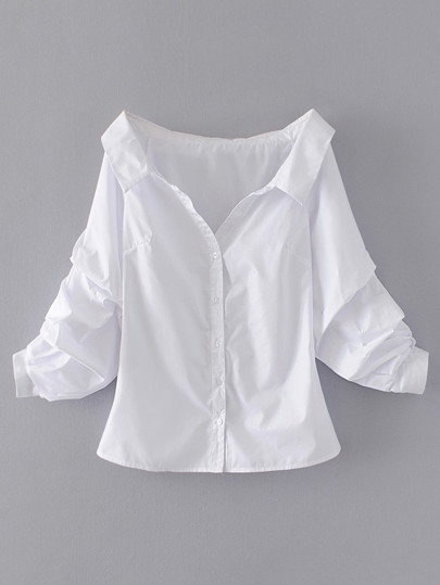 Off Shoulder Single Breasted Blouse