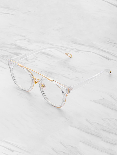 Metal Top Bar Clear Frame Glasses