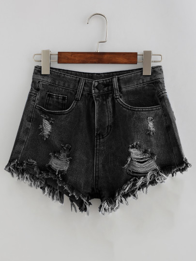 Shorts en denim de lavado descolorido