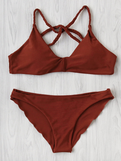 Ensemble de bikini croisé à dos à bretelle