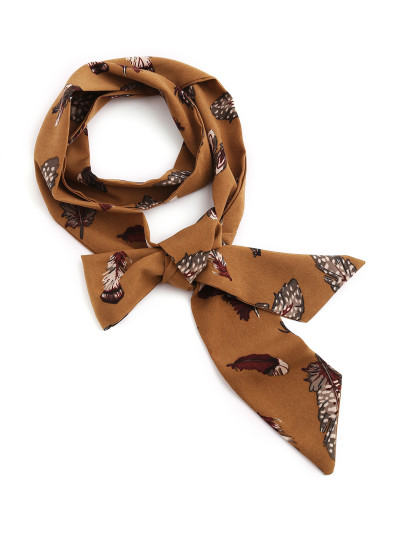 Feather Print Skinny Scarf
