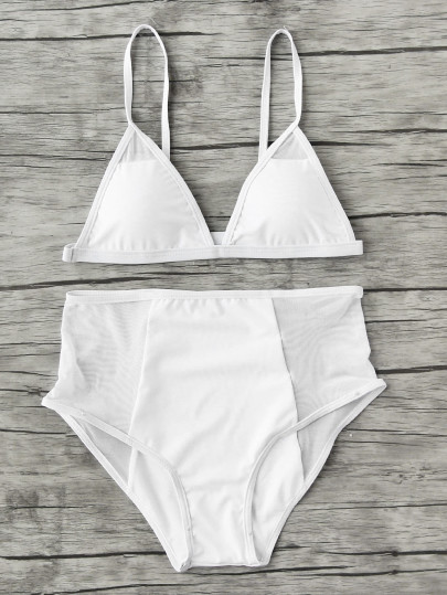 Ensemble de Bikini triangle avec taille haute maille