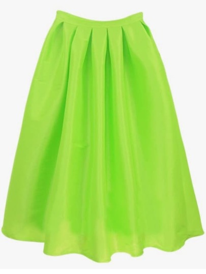 Bright Green Flare Pleated Long Skirt